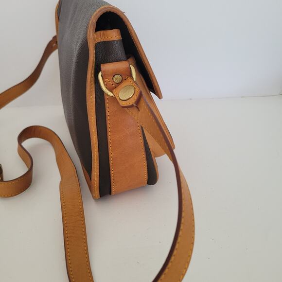 HUNTING WORLD Shoulder Bag Dark Brown Authentic Made in Italy Two Tone Leather - Picture 3 of 12